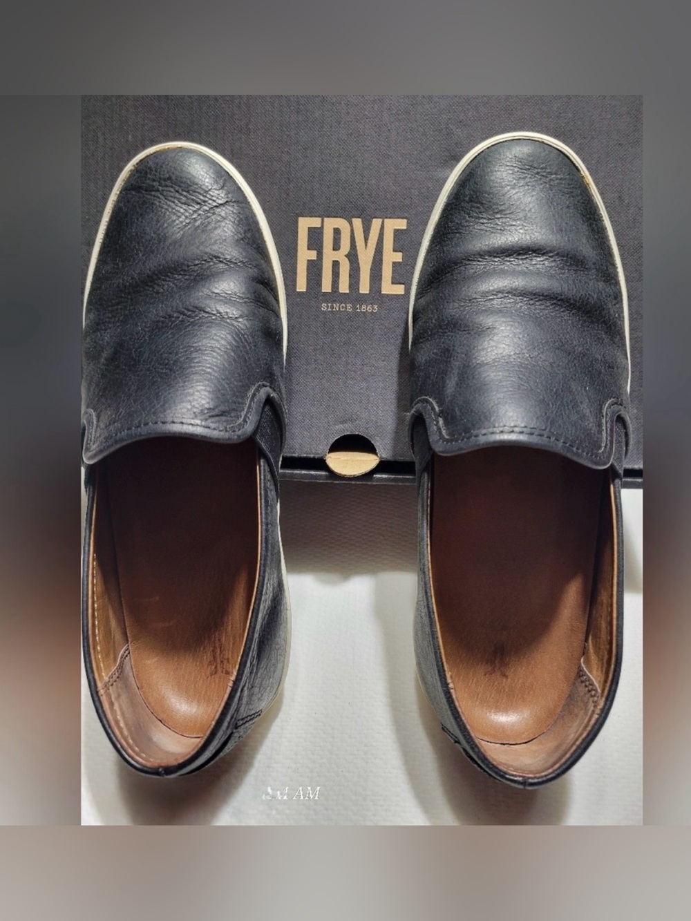 Frye Black Slip-On Leather Loafers Dylan